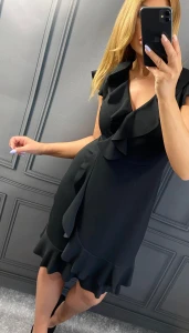 Kopertowa Sukienka GLORII czarna Plus Size 42/48