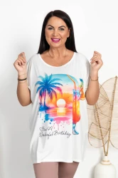 Bluzka T-Shirt biała ALIX Summer Plus Size 46/52