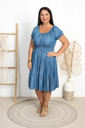 Sukienka literka A JANETTE tencel ciemna Plus Size 44/50