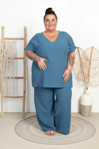 Muślinowe Spodnie Kuloty ONYX jeansowe Plus Size 48/56
