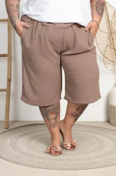Bermudy z crepy OLO fango Plus Size 48/54