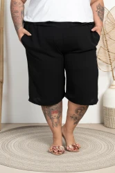 Bermudy z crepy OLO czarne Plus Size 48/54