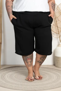 Bermudy z crepy OLO czarne Plus Size 48/54