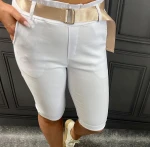 Spodenki z paskiem BENITO białe Plus Size 44/48 