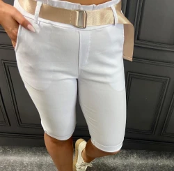 Spodenki z paskiem BENITO białe Plus Size 44/48 