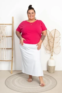 Spódnica Dresowa z rozporkiem GLAM biała Plus Size 46-56
