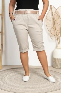 Spodenki z paskiem BENITO beżowe Plus Size 44/48