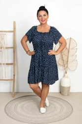 Sukienka Hiszpanka w Groszki KOKO granatowa Plus Size 40/46