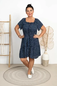 Sukienka Hiszpanka w Groszki KOKO granatowa Plus Size 40/46
