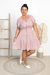 Sukienka Hiszpanka w Groszki KOKO pudrowa Plus Size 40/46