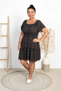 Sukienka Hiszpanka w Groszki KOKO czekoladowa Plus Size 40/46