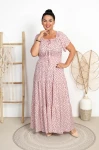 Sukienka MAXI w Groszki KOKO pudrowa Plus Size 40/48
