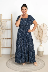 Sukienka MAXI w Groszki KOKO granatowa Plus Size 40/48
