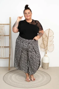 Spodnie Haremki z Rozporkami POLLi wzór 1 Plus Size 46/56
