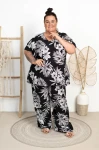 Tunika Płócienko OTELLO kwiaty czarne Plus Size 48/54