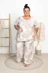 Tunika Płócienko OTELLO kwiaty białe Plus Size 48/54