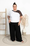 Szerokie Spodnie Plisowane NEVER czarne Plus Size 50/58