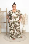 Kuloty Płócienko OTELLO khaki liście Plus Size 48/54