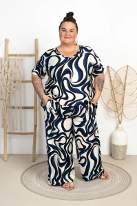 Kuloty Płócienko OTELLO niebieskie maziaje Plus Size 48/54