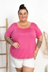 Lekka Bluzka na gumce MISSY różowa Plus Size 44/54