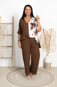 Komplet elegancki CANDI brązowy Plus Size 46/52