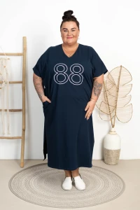 Dresowa Sukienka MAXI Numer 88 granatowa Plus Size 48/56