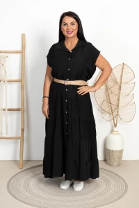 Sukienka MAXI Koszulowa z paskiem ELENI czarna Plus Size 44/50 