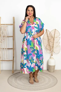 Sukienka Maxi w kwiaty LEVI niebieska Plus Size 42/48