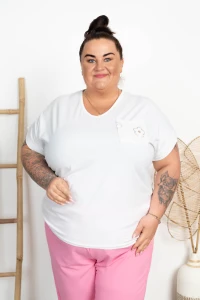 Bluzka z gipiurą na plecach TONI śmietankowa Plus Size 46/54