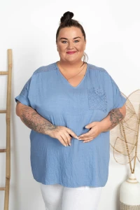 Bluzka Płócienko z koronką KASIA jeans Plus Size 50/56