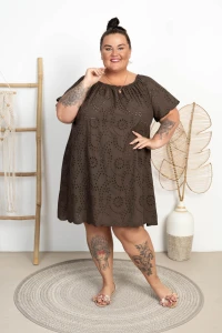 Ażurowa Sukienka Boho KRETA czekolada Plus Size 46/54