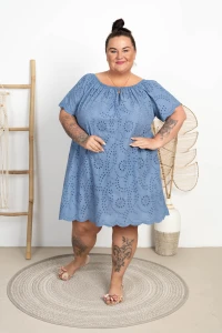 Ażurowa Sukienka Boho KRETA jeans Plus Size 46/54