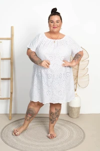 Ażurowa Sukienka Boho KRETA biała Plus Size 46/54