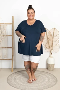 Tunika trapezowa z Wiskozy DOROTA granatowa Plus Size 50/58