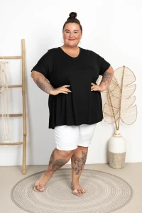 Tunika trapezowa z Wiskozy DOROTA czarna Plus Size 50/58