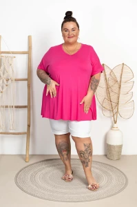Tunika trapezowa z Wiskozy DOROTA różowa Plus Size 50/58