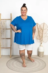 Tunika trapezowa z Wiskozy DOROTA chaber Plus Size 50/58