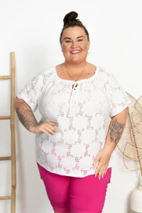 Ażurowa Bluzka Hiszpanka SILVANA biała Plus Size 46/54