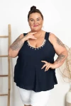 Top z muszelkami PLAY granatowy Plus Size 48/54