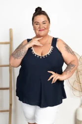 Top z muszelkami PLAY granatowy Plus Size 48/54