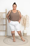 Spodenki elastyczne ze szlufkami BENI białe Plus Size 48/56