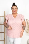 Ażurowa Bluzka Motylki BLANKA pudrowa Plus Size 46/54