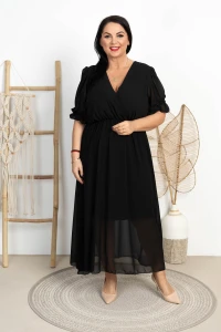 Sukienka Maxi Kopertowy Dekolt MATILDA czarna Plus Size 46/54