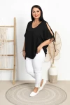 Bluzka z wiązanymi rękawami TINA czarna Plus Size 46/54
