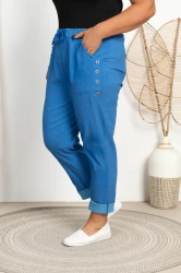 Spodnie Boyfriend KODI chabrowe Plus Size 46/52
