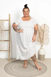 Sukienka Maxi w groszki DIDI biała Plus Size 44/52