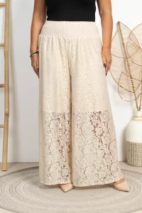 Koronkowy Dzwony KSAMIL beżowe Plus Size 46/54