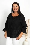Ażurowa Bluzka Hiszpanka STELLA czarna Plus Size 44-52