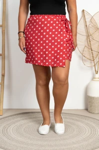 Spódnico-szorty Płócienko w Grochy LOLA czerwone Plus Size 42/46