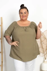 Tunika Hiszpanka Muślinowa ONYX khaki Plus Size 50/56